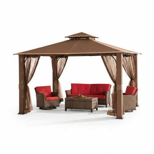Sunjoy Brown Replacement Mosquito Netting For Montgomery Gazebo (10X12 Ft) L-GZ1033PST Sold At Menards
