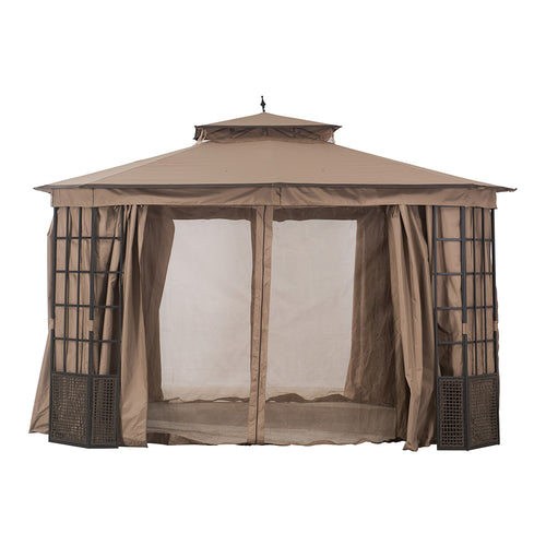 Sunjoy Light Brown Replacement Mosquito Netting For Brenner Gazebo (10X12 Ft) L-GZ1261PST Sold At Homedepot