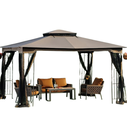 Sunjoy Black+Khaki Replacement Mosquito Netting For Regency II Gazebo (10x12 FT) L-GZ798PST Sold At OSJ