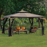 Sunjoy Black+Khaki Replacement Mosquito Netting For Regency II Gazebo (10x12 FT) L-GZ798PST Sold At OSJ, view 2