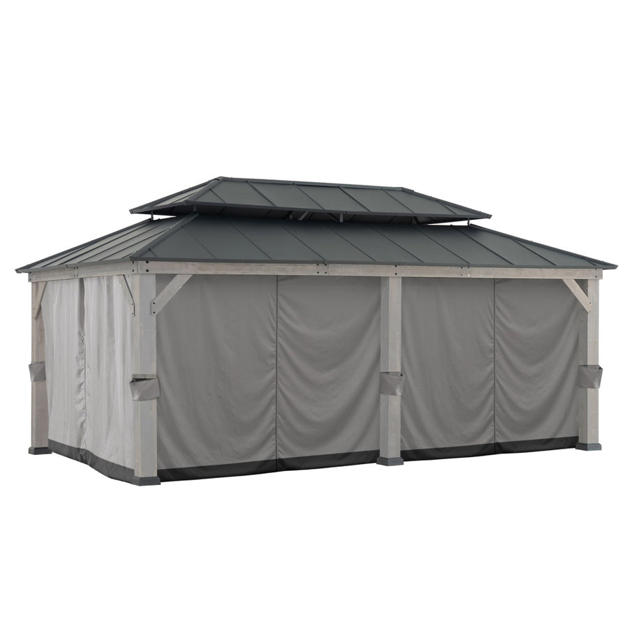 Sunjoy Replacement Gazebo Privacy Curtain for 12 ft. × 20 ft. Patio Wooden Gazebo - Gray