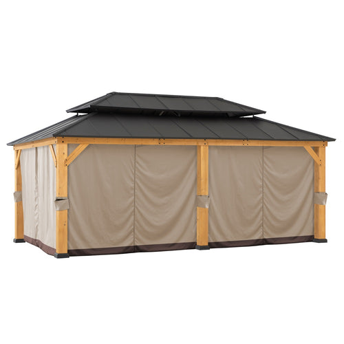 Sunjoy Replacement Gazebo Privacy Curtain for 12 ft. × 20 ft. Patio Wooden Gazebo - Brown