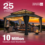 Sunjoy Replacement Privacy Curtain for Outdoor 12 ft. x 16 ft. Hard Top Gazebo - Gray, view 2