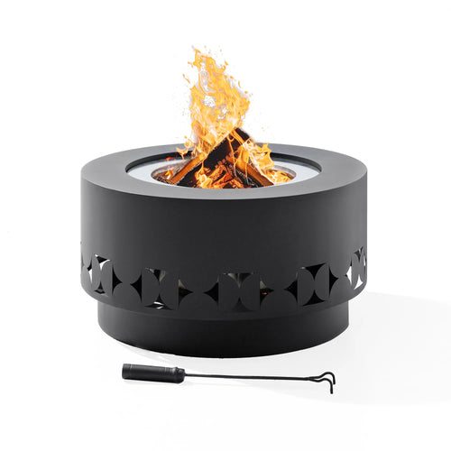 Sunjoy Vulcan Round Smokeless Fire Pit 28", Delta Pattern - Gray