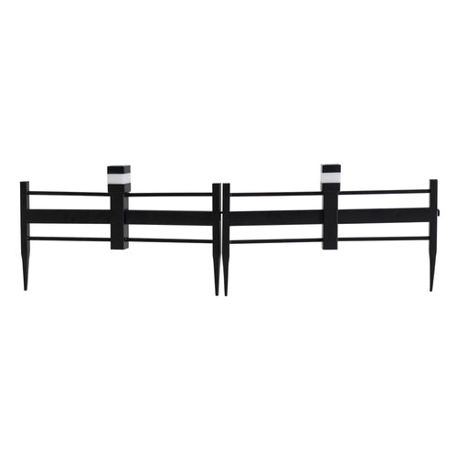 Sunjoy 5-Pack Metal Lattice Garden Fence with Solar Lights - Shadow Black