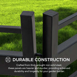 Sunjoy 5-Pack Metal Lattice Garden Fence with Solar Lights - Shadow Black, view 6