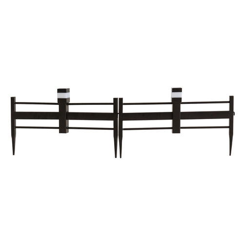 Sunjoy 5-Pack Metal Lattice Garden Fence with Solar Lights - Earth Brown