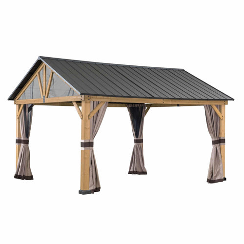 Sunjoy Replacement Curtains and Mosquito Netting for 11 ft. ×13 ft. Wood-Framed Gable Roof Gazebos (W/Netting Tube)