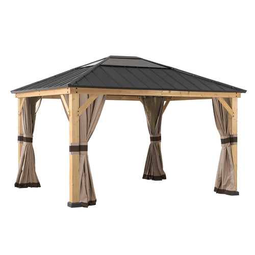 Sunjoy Replacement Curtains and Mosquito Netting for 13 ft. × 15 ft. Wood-Framed Gazebos