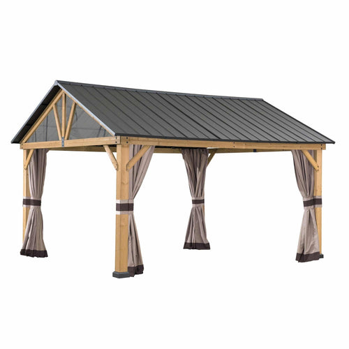 Sunjoy Replacement Curtains for 11 ft. x 13 ft. Wood-Framed Gable Roof Gazebos (W/Netting Tube)