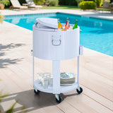 Sunjoy Oasis Rolling Patio Ice Chest Cart 60 Qt with Storage Shelf- Alabaster White, view 2