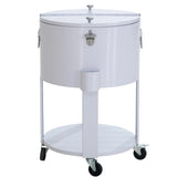 Sunjoy Oasis Rolling Patio Ice Chest Cart 60 Qt with Storage Shelf- Alabaster White, view 3