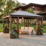 Sunjoy Veranda Woodgrain Steel Roof Planter Gazebo, 13x15, view 2