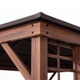 Sunjoy Veranda Woodgrain Steel Roof Planter Gazebo, 13x15, view 3