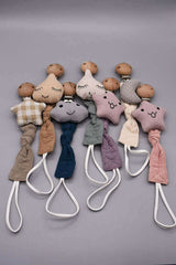Teal Meal Linen Pacifier Clip (Pink Star), view 4