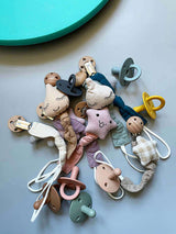 Teal Meal Linen Pacifier Clip (Purple Star), view 3