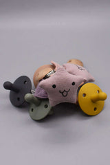 Teal Meal Linen Pacifier Clip (Purple Star), view 6