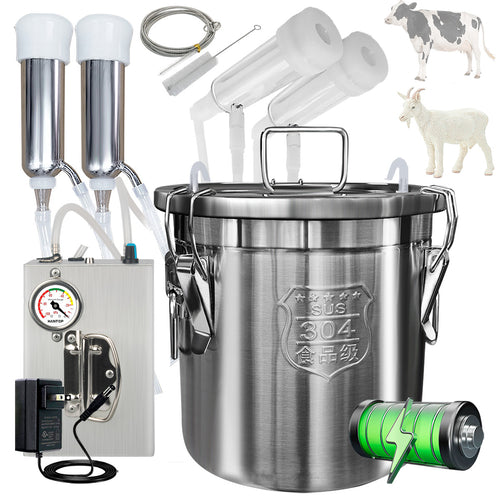 UnitedFarm Hantop Goat Cow Milking Machine with Pressure Gauge (Pro+ Model, 12L)