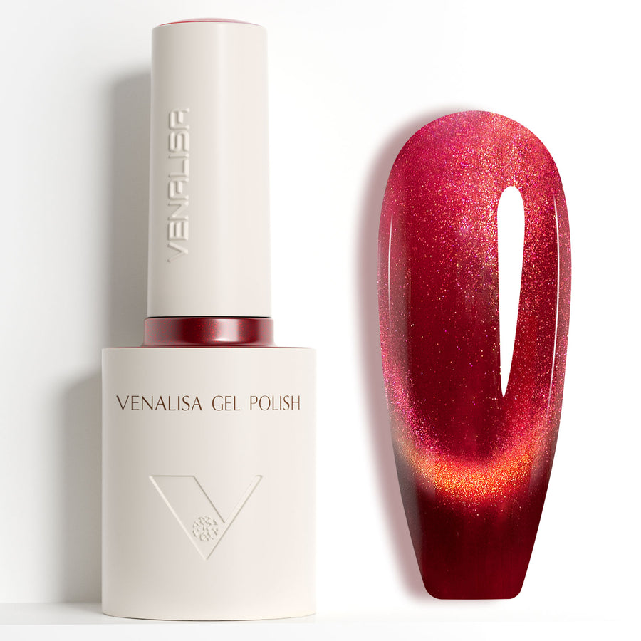 Venalisa 10ML Gel Polish Red Black Glitter Cat Eye TPO Free Hema Free