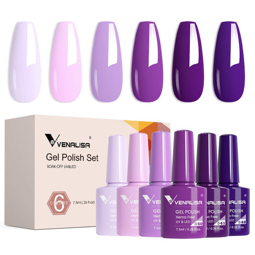 Venalisa Amethyst Dream - Hema Free 6 Colors Gel Polish Set TPO Free Hema Free