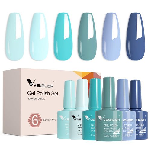 Venalisa Blue Lagoon - Hema Free 6 Colors Gel Polish Set TPO Free Hema Free