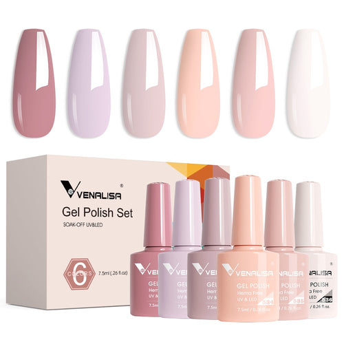 Venalisa Blushing Petal - Hema Free 6 Colors Gel Polish Set TPO Free Hema Free