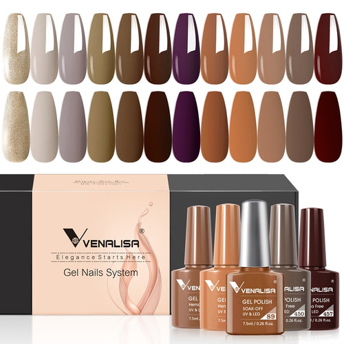 Venalisa Brown Earth tones- Gel Polish 12 Colors Set TPO Free Hema Free