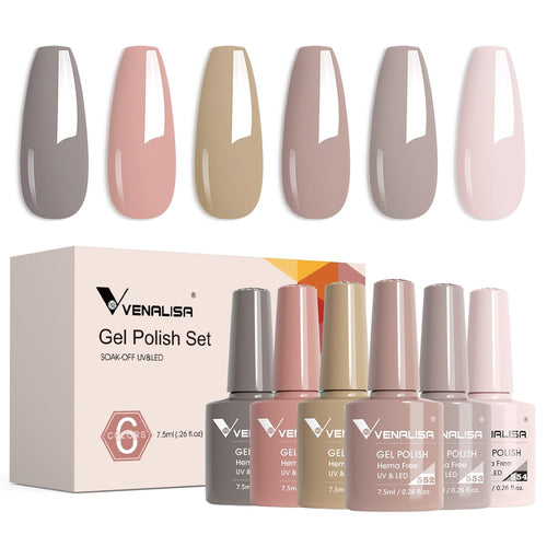 Venalisa Chic Mist - Hema Free 6 Colors Gel Polish Set TPO Free Hema Free