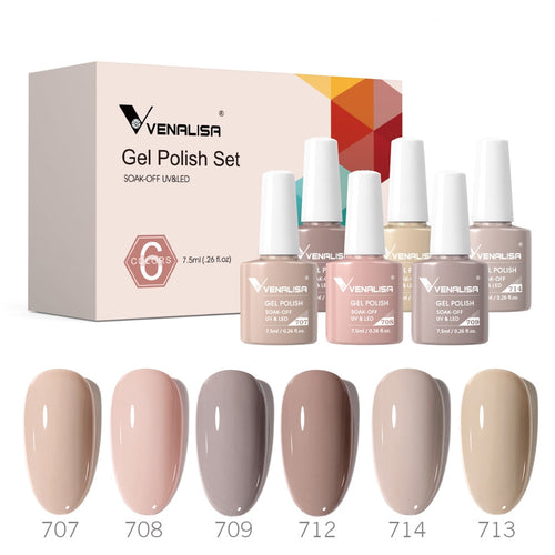 Venalisa Classic Nude- 6 Colors Gel Polish Set TPO Free Hema Free