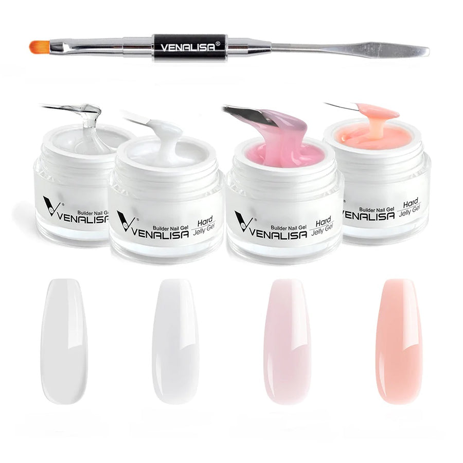 Venalisa Hard Jelly Builder Gel- 4 Colors With Nail Brush TPO Free Hema Free