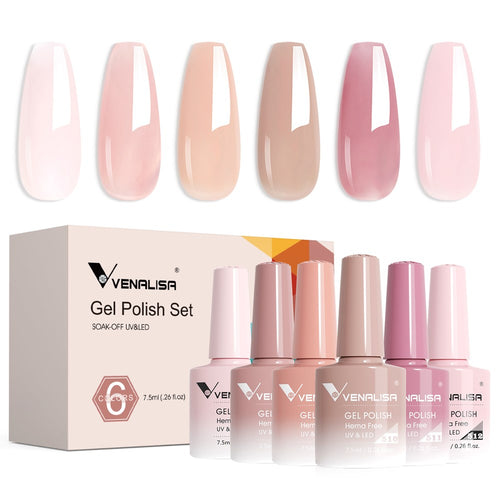 Venalisa Jelly Translucent Gel Polish 6 Colors Set Hema Free TPO Free Hema Free