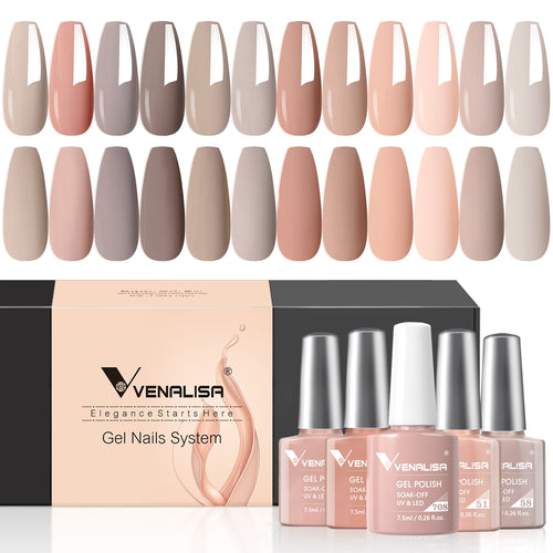 Venalisa Milky Coffee- Gel Polish 12 Colors Set TPO Free Hema Free