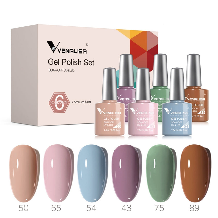 Venalisa Milky Pastel- 6 Colors Gel Polish Set TPO Free Hema Free