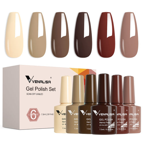 Venalisa Mocha Maven - Hema Free 6 Colors Brown Gel Polish Set TPO Free Hema Free
