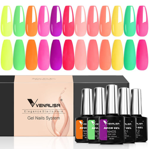 Venalisa Neon Gel Polish 12 Colors Set TPO Free Hema Free