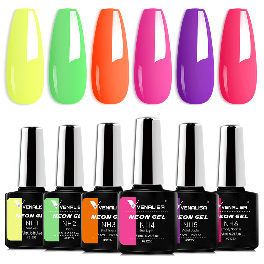 Venalisa Neon Gel Polish 6 Color Set TPO Free Hema Free