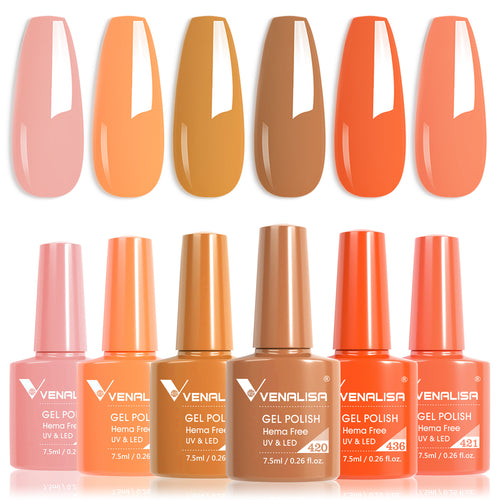 Venalisa Orange Hema Free - 6 Colors Gel Polish Set TPO Free Hema Free