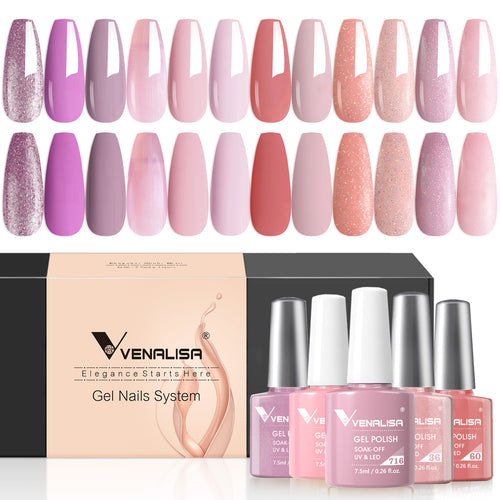 Venalisa Peach Rose- Gel Polish 12 Colors Set TPO Free Hema Free