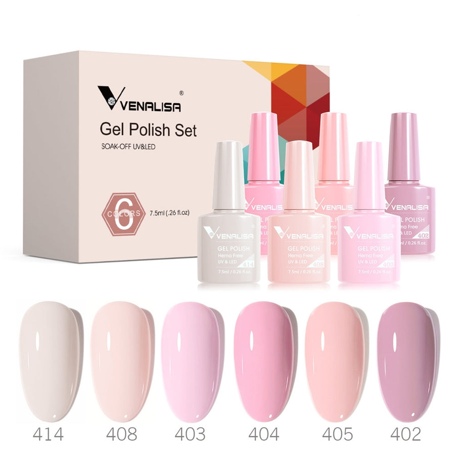 Venalisa Pink Hema Free- 6 Colors Gel Polish Set TPO Free Hema Free