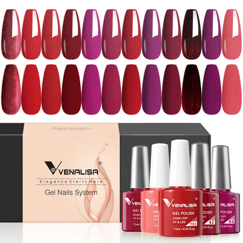 Venalisa Red Elegance- Gel Polish 12 Colors Set TPO Free Hema Free