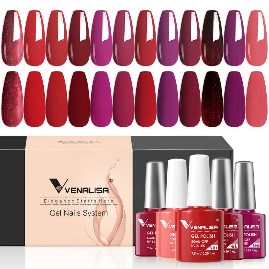 Venalisa Red Elegance- Gel Polish 12 Colors Set TPO Free Hema Free