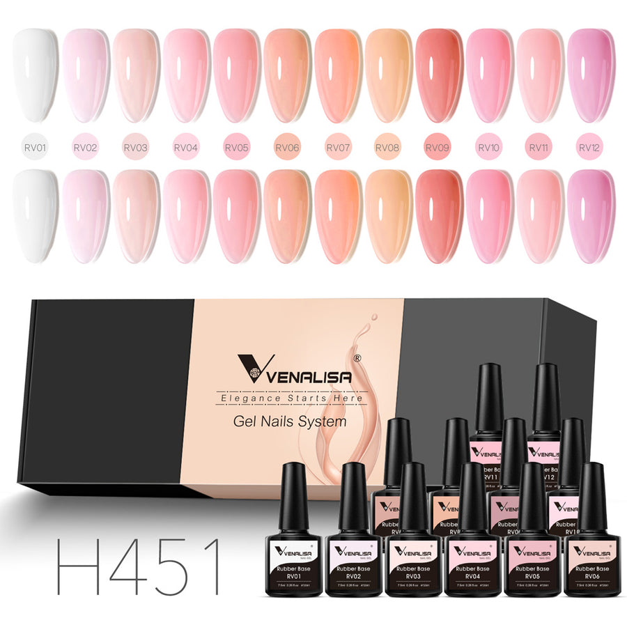 Venalisa Rubber Base Coat- 12 Colors Set TPO Free Hema Free