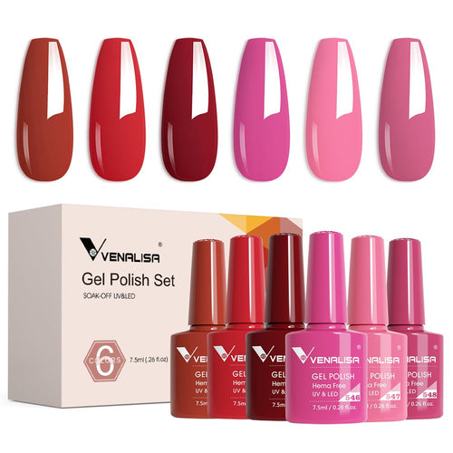 Venalisa Scarlet Rose - Hema Free 6 Colors Gel Polish Set TPO Free Hema Free