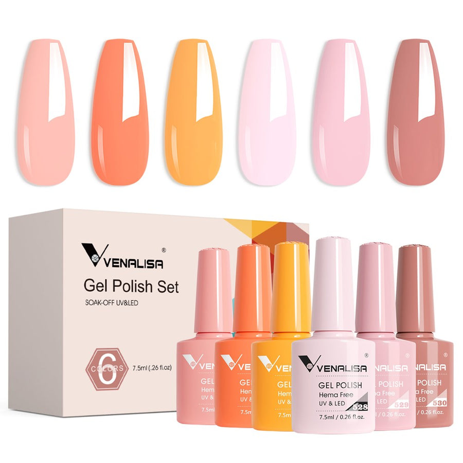 Venalisa Sunset Glow - Hema Free 6 Colors Gel Polish Set TPO Free Hema Free