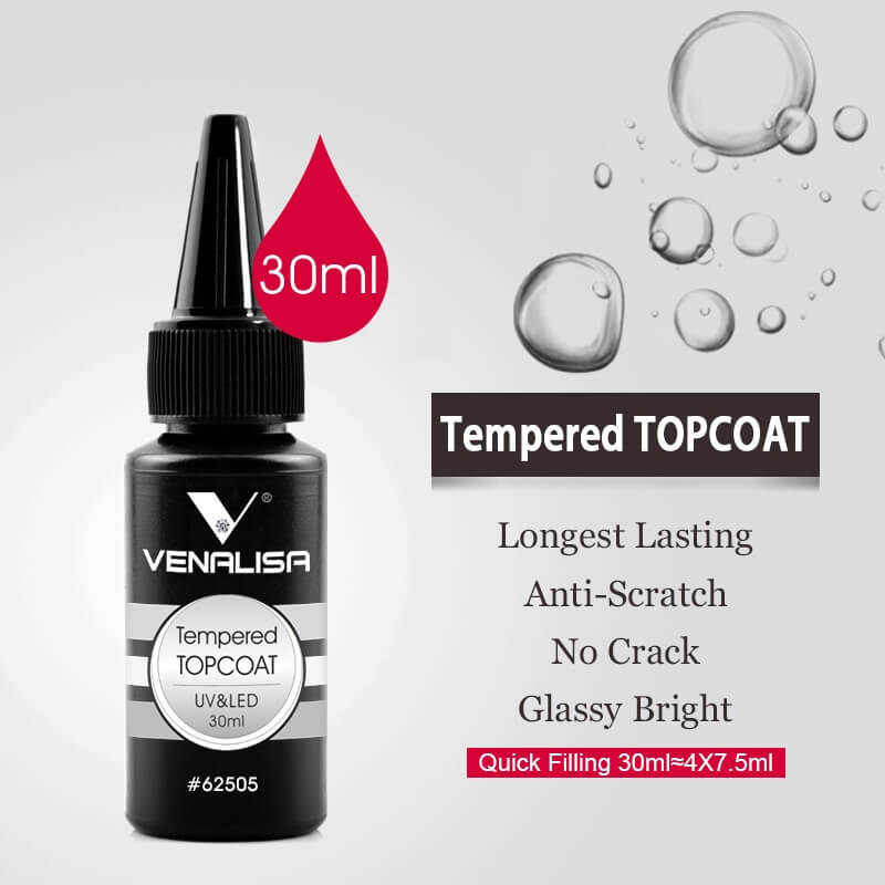 Venalisa Tempered Top Coat 30ml (For Quick Filling) TPO Free Hema Free