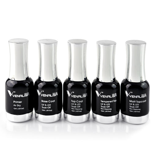 Venalisa 12ml Top & Base Coat Set- 5 pcs TPO Free Hema Free