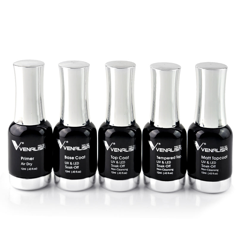 Venalisa 12ml Top & Base Coat Set- 5 pcs TPO Free Hema Free