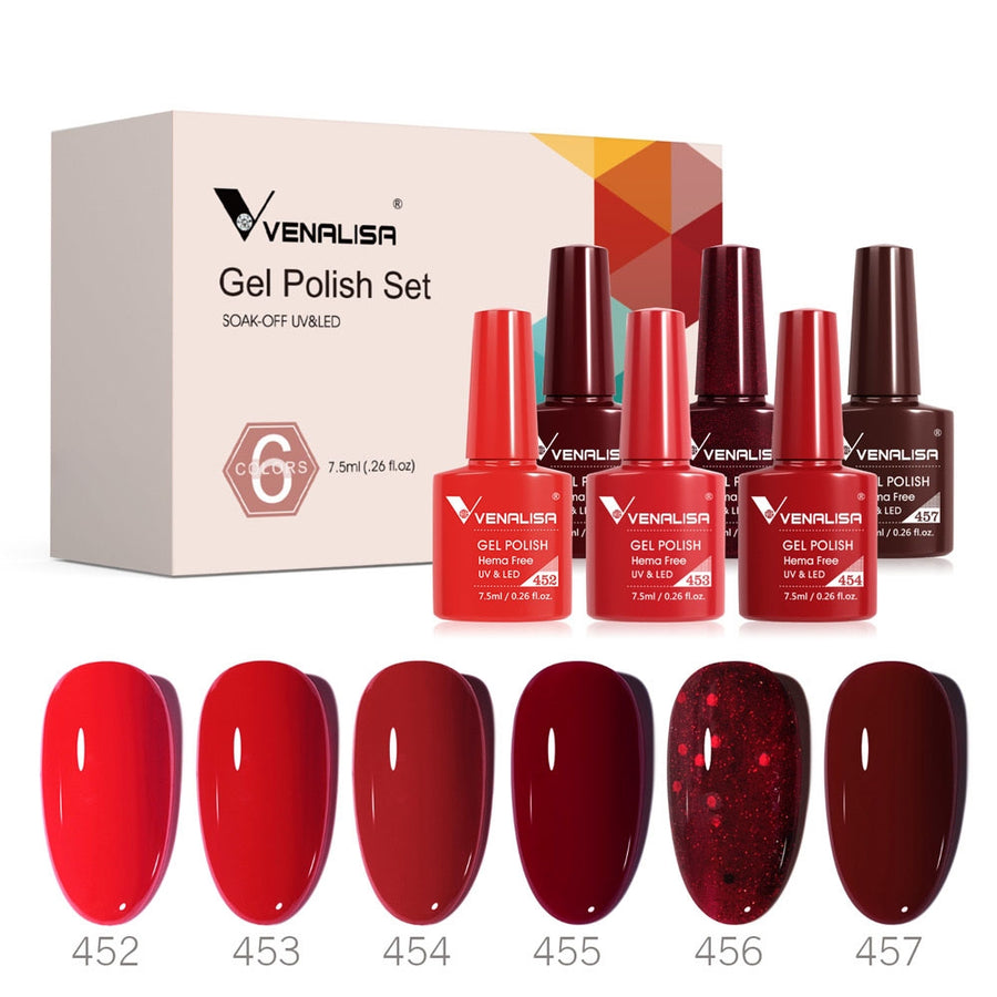 Venalisa XMAS Red- 6 Colors Gel Polish Set TPO Free Hema Free