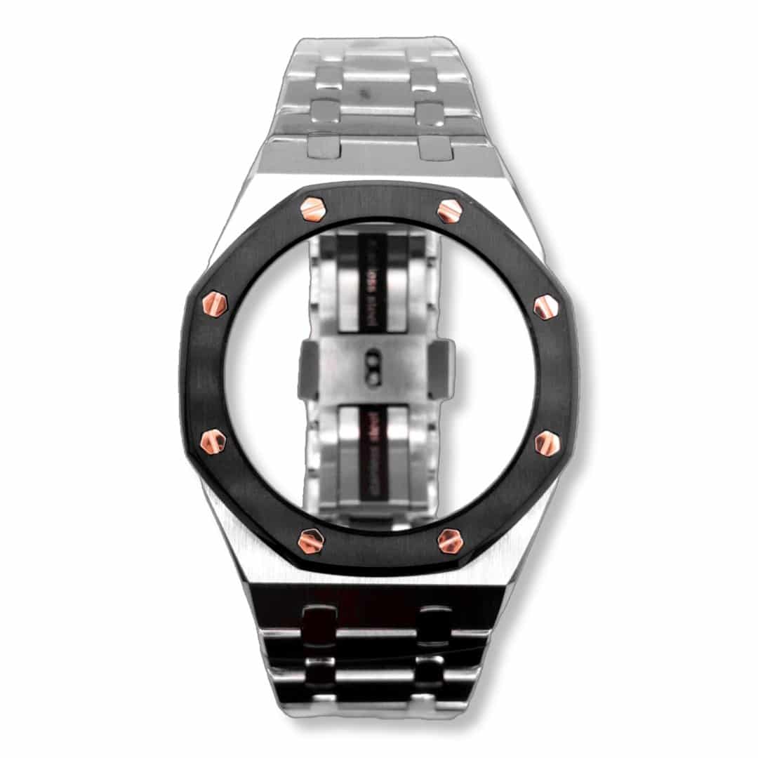 Watch-Modz GA-2100 “Casioak”: Black Bezel Rose Gold Screws