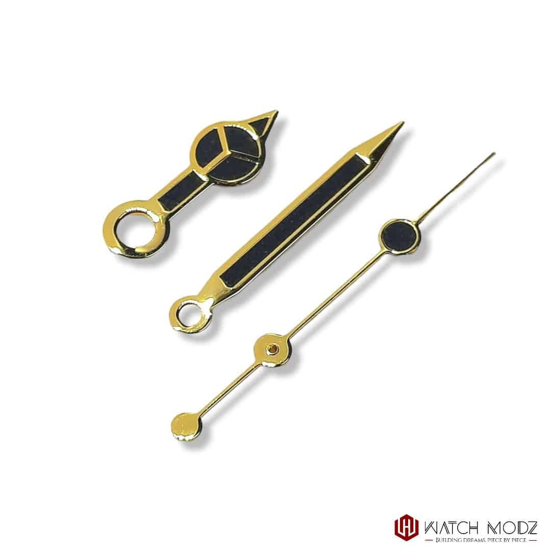 Watch-Modz NH35 Hands: Gold Mercedes Black Lume